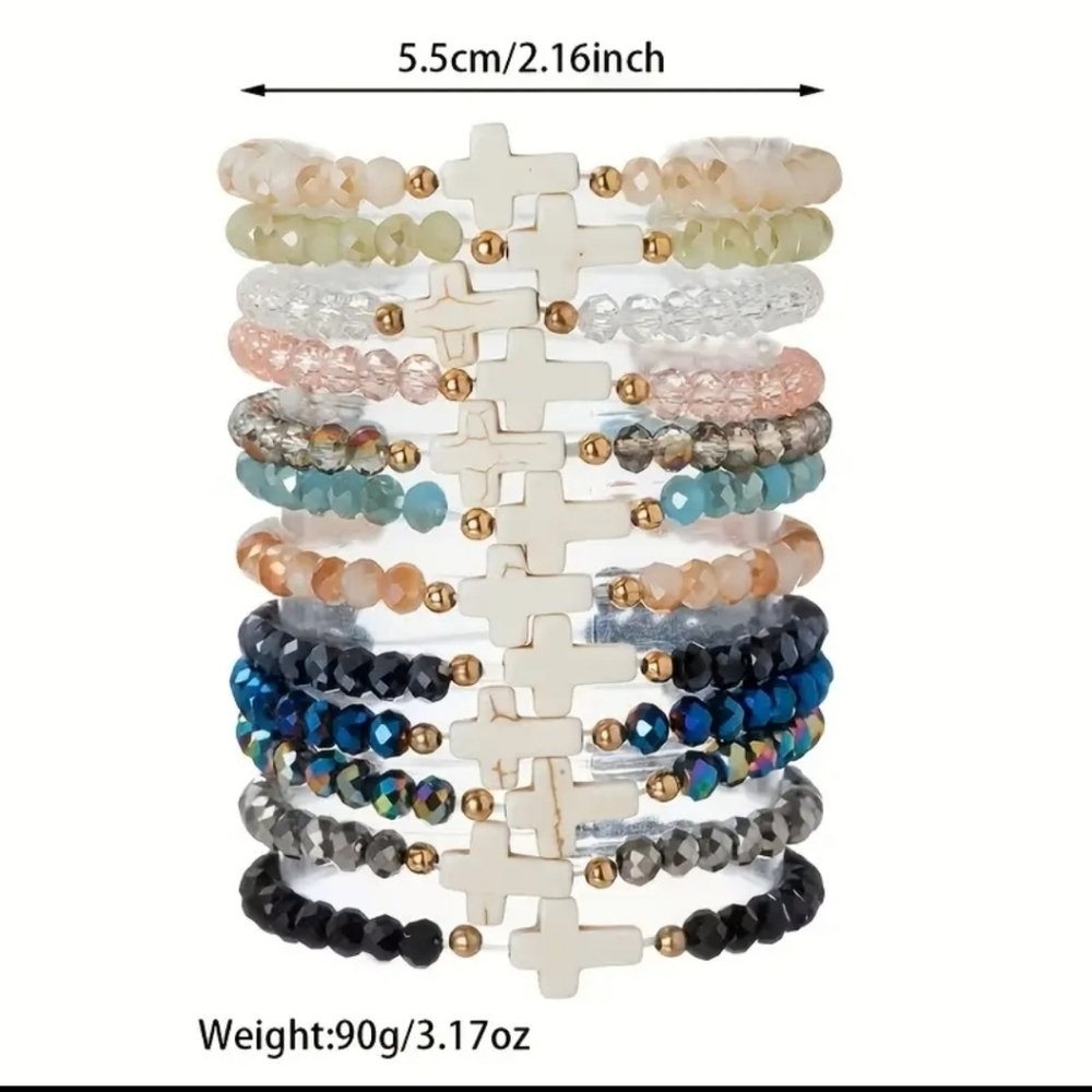 GORGEOUS CRYSTAL CROSS STRETCH BRACELETS. BEAUTIFUL COLORS AND SPARKLE. U PICK - Picture 4 of 6